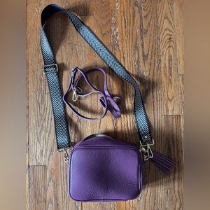 Elegant Purple Crossbody Bag with Chevron Strap